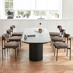 Grey Fabric Dining Chairs Set of 4, Armless Upholstered Kitchen Chair,Modern Dining Room Chair with Curved Backrest