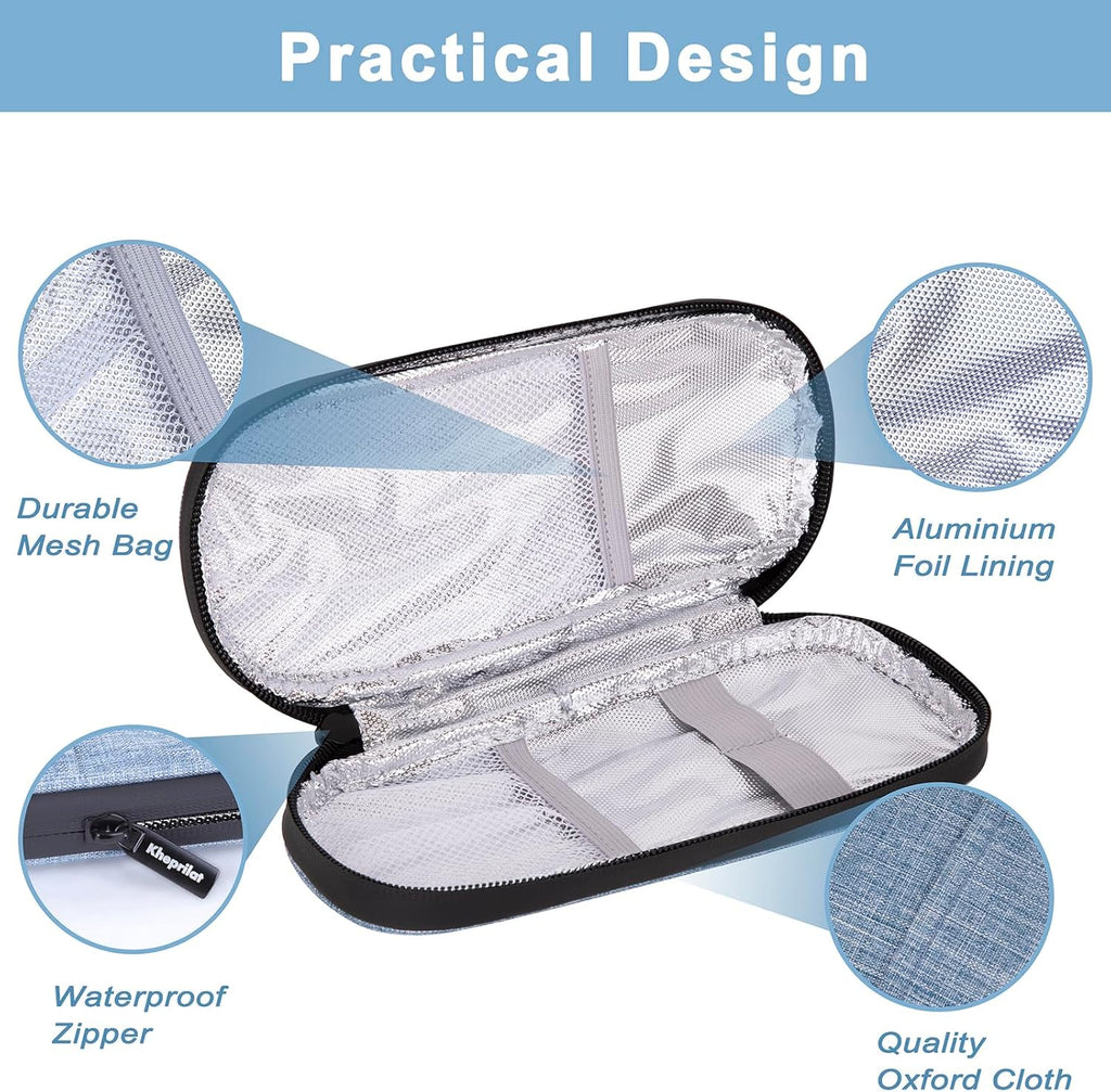 Insulin Cooler Travel Case with 90g TSA Approved Ice Packs – Insulated Diabetic Medication Bag for Insulin Pens & Supplies – Compact & Waterproof for Daily Use & Travel