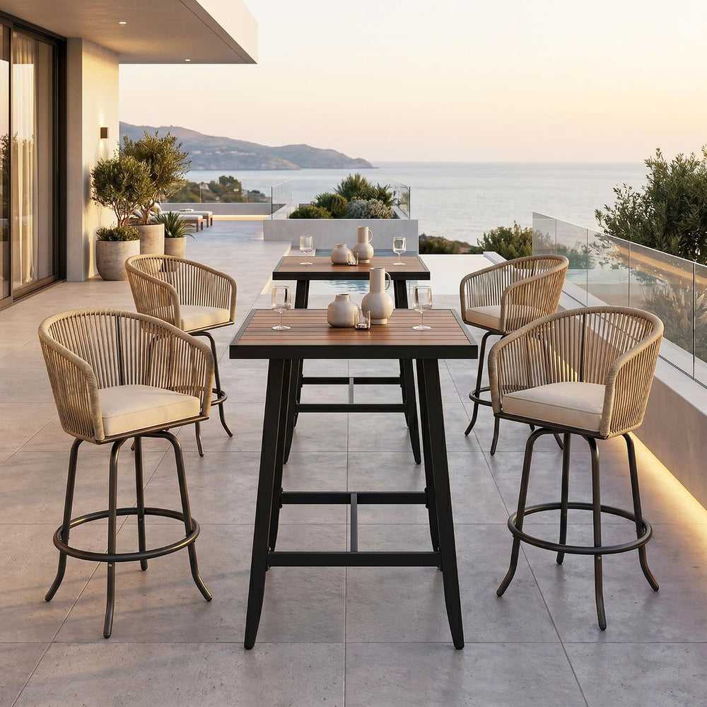 YITAHOME 27" Bar Stools Set of 4 with Arms & Cushions, 360° Swivel O...