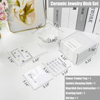 White Flower Jewelry Dish Tray, 3.85″ Lotus Ceramic Ring Holder, Cute Vanity Organizer Nightstand Bathroom Decor, Trinket Plate Dish Christmas Valentine's Mother's Day Birthday Gifts for Women (Plain)