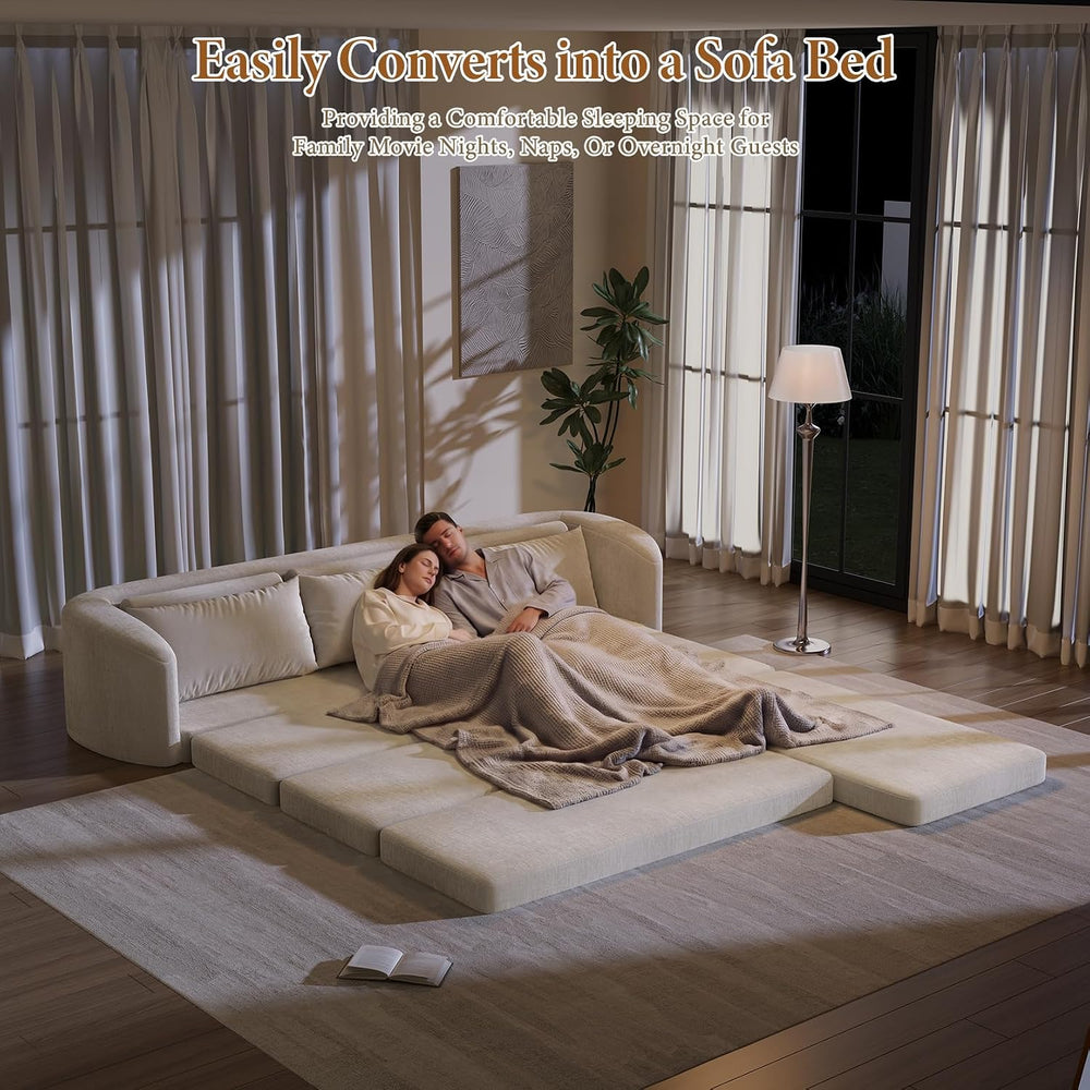 Vesgantti 6 in 1 Convertible Folding Sleeper Sofa Bed, No Assembly, Beige | 1...
