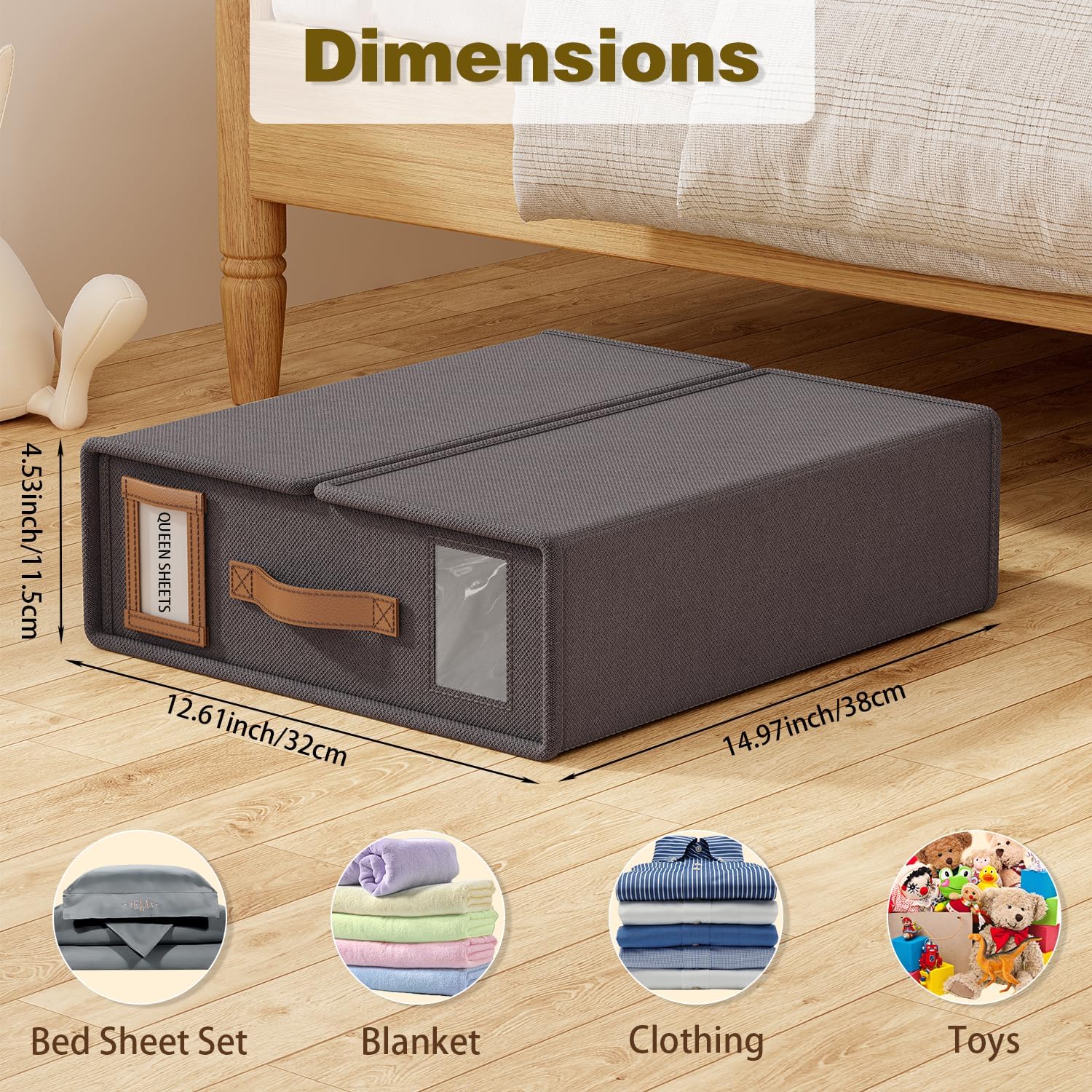 Bed Sheet Organizers and Storage (6 Pack, Queen & King Size) – Foldable Linen Closet Organizers with Window & Label, Zipper Bedding Storage Box for Sheets, Duvet Covers, Pillow Cases – Gray