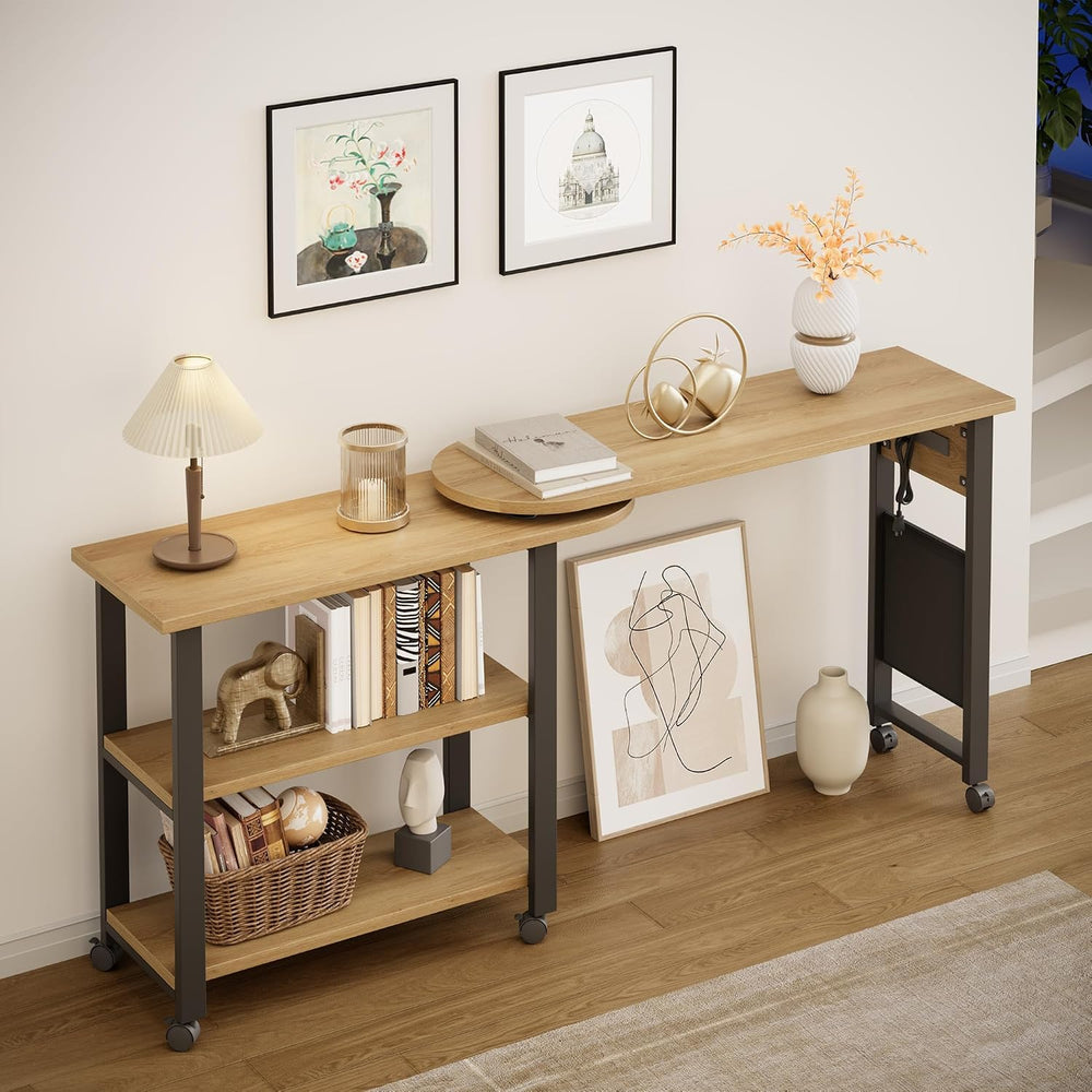 Takywep 360° Rotating Side Table with Storage, End Table with Charging Statio...