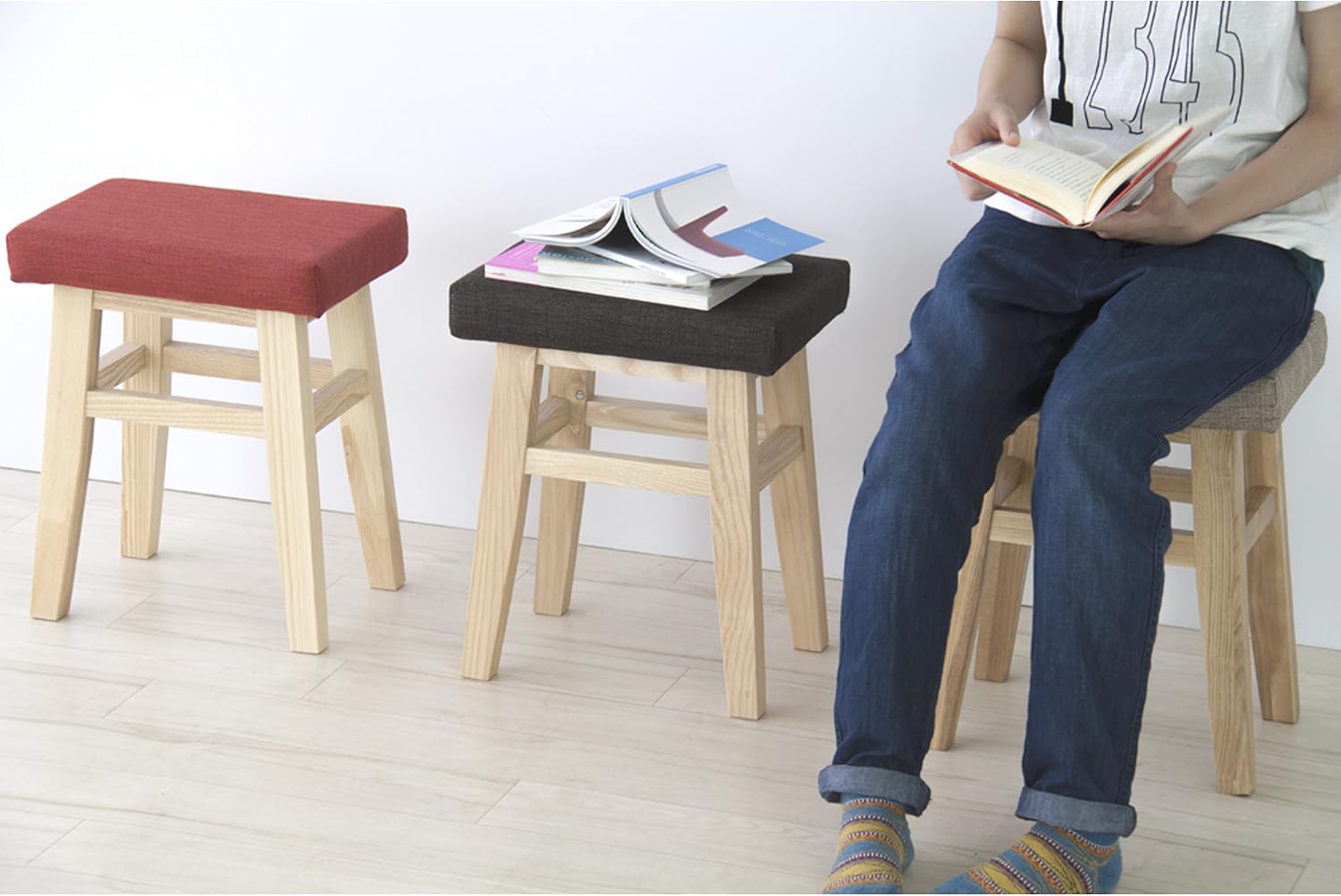 AZUMAYA Compact Stool 17.7 inches seat Height Brown CL-785CBR Home Furniture