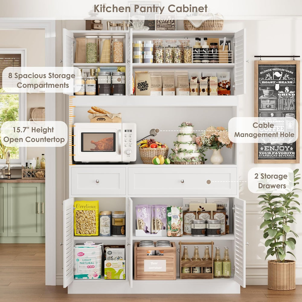 HIFIT 71" Tall Kitchen Pantry Cabinet with Spacious Countertop, 47.2&quo...