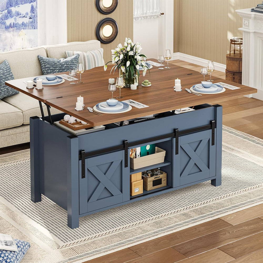 SEDETA Farmhouse Lift Top Coffee Table with Storage and Hidden Compartment