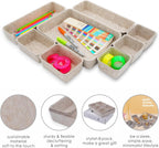 Welaxy 8-piece Nordic Beige desk drawer organizer tray office suppliers pens decluttering aesthetic wabi-sabi Scandinavian-chic storage bin hygge sleek minimalist gift solutions (Oatmeal)