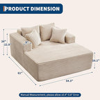 54.3"W Oversized Chaise Lounge Chair Indoor, Boneless Corduroy Sleeper Sofa Bed with 4 Pillows, Armrests, Comfy Fluffy Reading Couch, No Assembly Required Cloud Sofa for Living Room, Bedroom, Office
