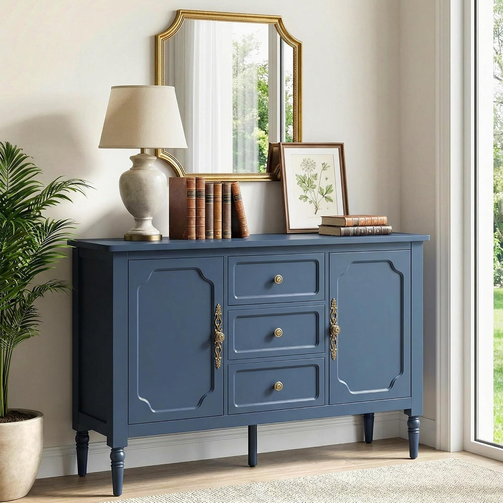 RoyalCraft Sideboard Buffet Cabinet with Storage, Kitchen Cabinet, Blue