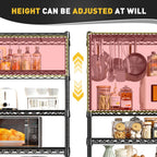 REIBII 6-Tier Storage Shelves Metal Shelving for Storage Load 1000 LBS,Wire Shelves Heavy Duty Shelving Unit Adjustable Pantry Shelf Bathroom Kitchen Garage 24" W x 14" D x 71" H, Black