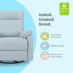 Davinci Suzy Swivel Recliner in Heathered Blue, GREENGUARD Gold & CertiPUR-US® Certified