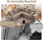 Sectional Cloud Couch for Living Room, Modern Modular Floor Deep-Seat Sofa, Upholstered L Shaped Sofas, Big Comfy Corduroy Couches Set for Living Room Bedroom, No Assembly Required, Camel