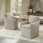 Upholstered Dining Chairs with Casters, No Assembly Modern Accent Armchair with Rollers for Dining Room, Bedroom, Living Room, Reading Room, Already Assembled, Sand, 4 Box