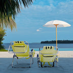 Aluminum Beach Chair Oxford Fabric 100kg Capacity Khaki | Seat Height 20.1 cm, 19.7" x 16.5" Seat, Silver Aluminum Frame, Lightweight Portable, Outdoor Use