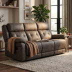 Oversized Manual Recliner Sofa, 86” Extra Wide 3 Seater Reclining Couch for Living Room, Dual Pull Handle Recliners, Upright Middle Seat, One-Piece Design No Assembly Required, Performance Fabric
