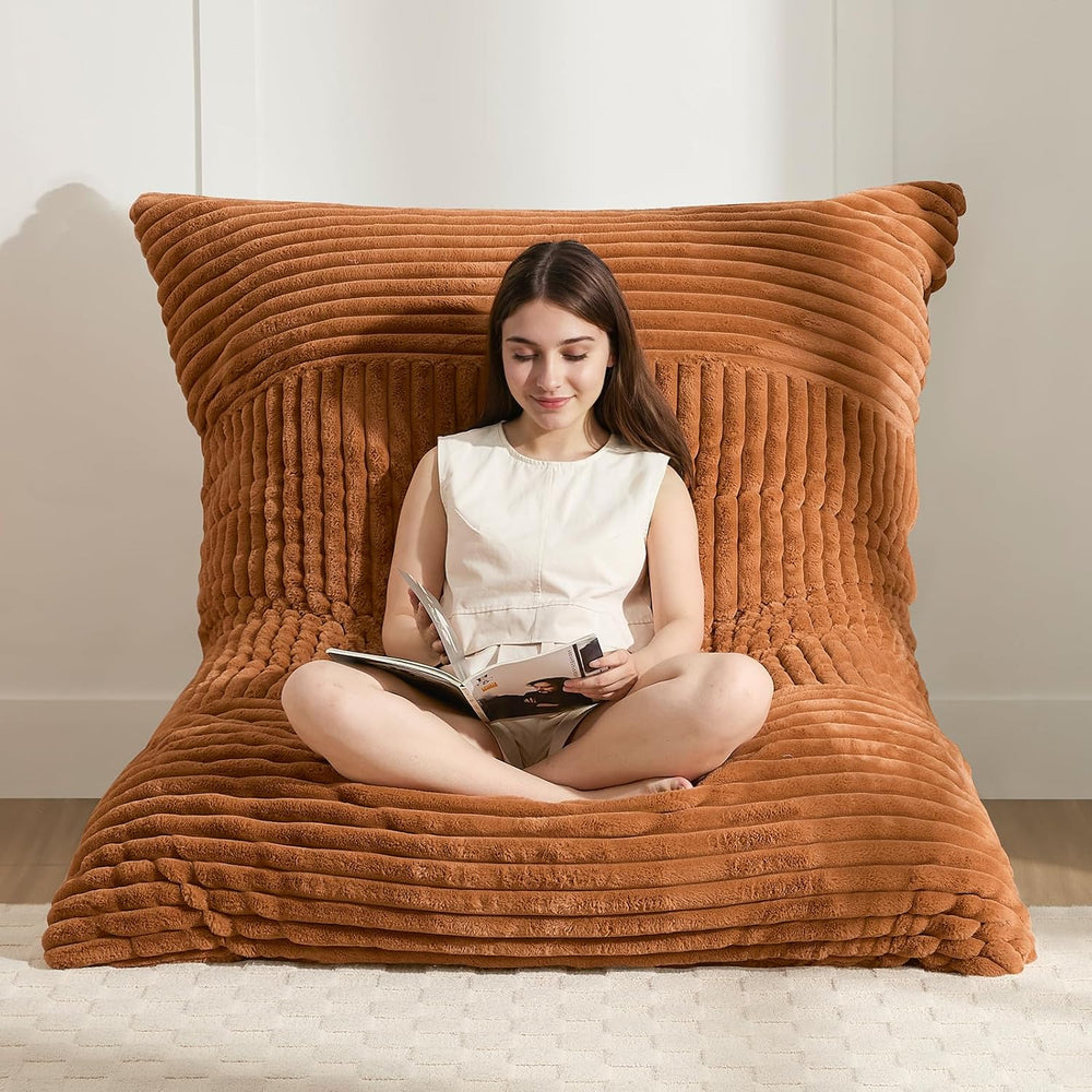 3-in-1 Giant Bean Bag Chair for Adults & Kid, Convertible Floor Sofa to M...