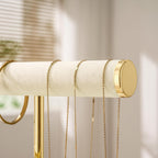 2 Tier Bracelet Holder Display - Detachable T Bar Beige Velvet Bracelet Holder, Jewelry Holder Organizer for Bracelet, Necklace, Earrings, Rings