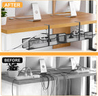30'' Under Desk Cable Management - No Drill Installation Cable Management Tray, Modern Cord Organizer for Office/Home Desk, Fits Power Strips & Wires(Black, XXL)