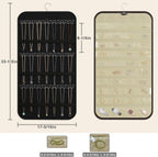 Hanging Jewelry Organizer Storage, 40 Pockets 36 Hooks Necklace Earring Bracelet Ring Organizer, Double - Sided Design, Black and Beige
