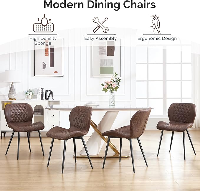 Dining Chair, Comfy Modern Dining Chairs with Thick Cushions, Upholstered Fab...
