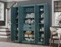 Palace Imports Solid Wood Pantry Cabinet - 71.5" Tall x 65" Wide - Wood Storage Cabinet w/ 8 Shaker Wooden Doors, 2 Drawers & 12 Adjustable Shelves - Aqua, Kitchen Cupboard, 100% Eco-Friendly Pine
