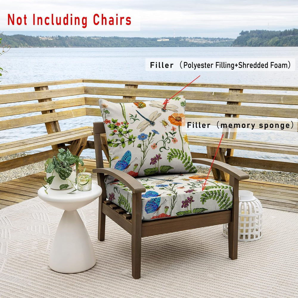 All Smiles 22x22 Outdoor Patio Chair Cushions,3" Thick Garden Flower