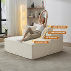 Qulomvs 57" Oversized Chaise Lounge Chair Indoor, No Assembly Boneless Couch, Corduroy Upholstered Sofa Bed, Deep Seat Comfy Reading Chair, Cloud Sleeper Couch for Living Room, Bedroom (Beige)