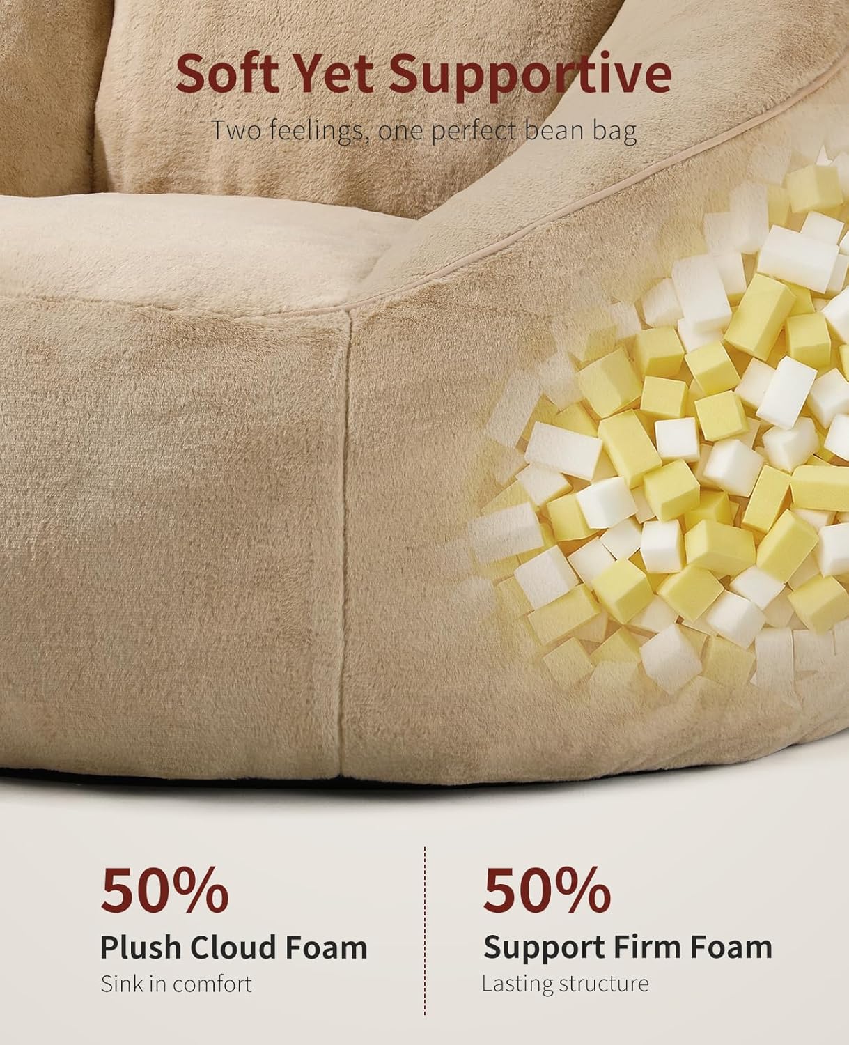 Relefree Cafy Bean Bag Chair for Adults,Oversized Reading Chair with Armrests,Memory Foam Filling Comfy Chair,Giant Cozy Adult Bean Bag Chair,Large Lazy Living Room Chair for Bedroom,Reading Nook