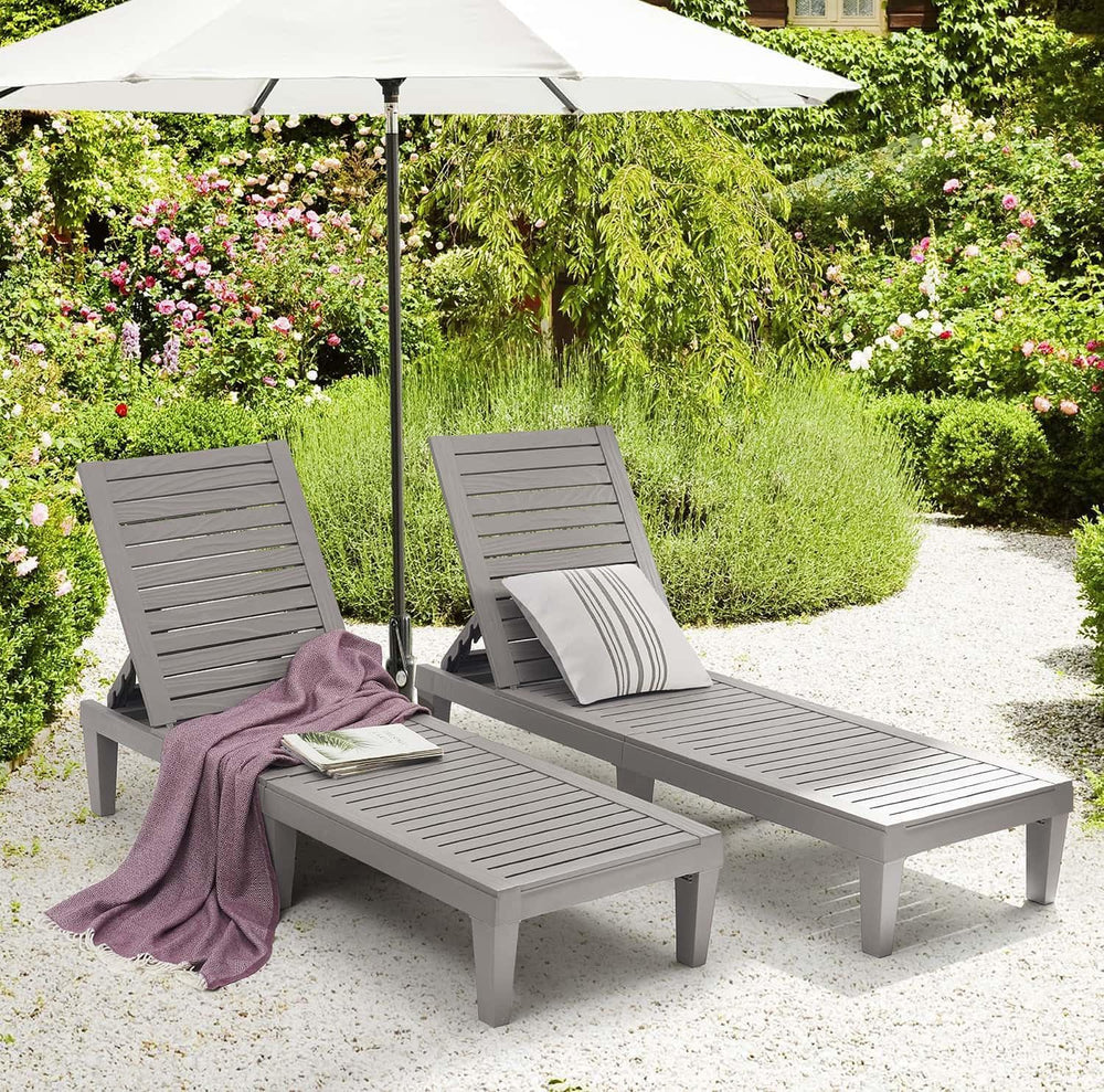 Nestl Sun Tanning Chair - Light Grey Chaise Lounge Chair Outdoor, Lightweight...
