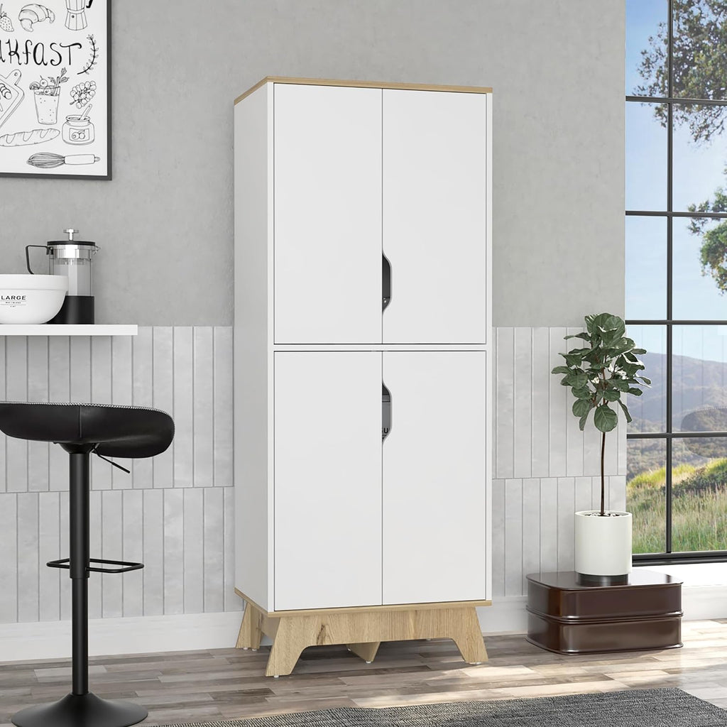 Rectangle Kitchen Pantry Light Oak and White