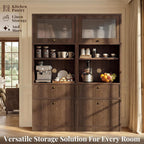 71''Tall Kitchen Pantry Cabinet with Oversized Microwave Shelf & Coffee Station-Tall Extra Deep Storage Hutch, Fluted Acrylic Doors,Adjustable Shelves,Drawers, Anti-Tip,Walnut