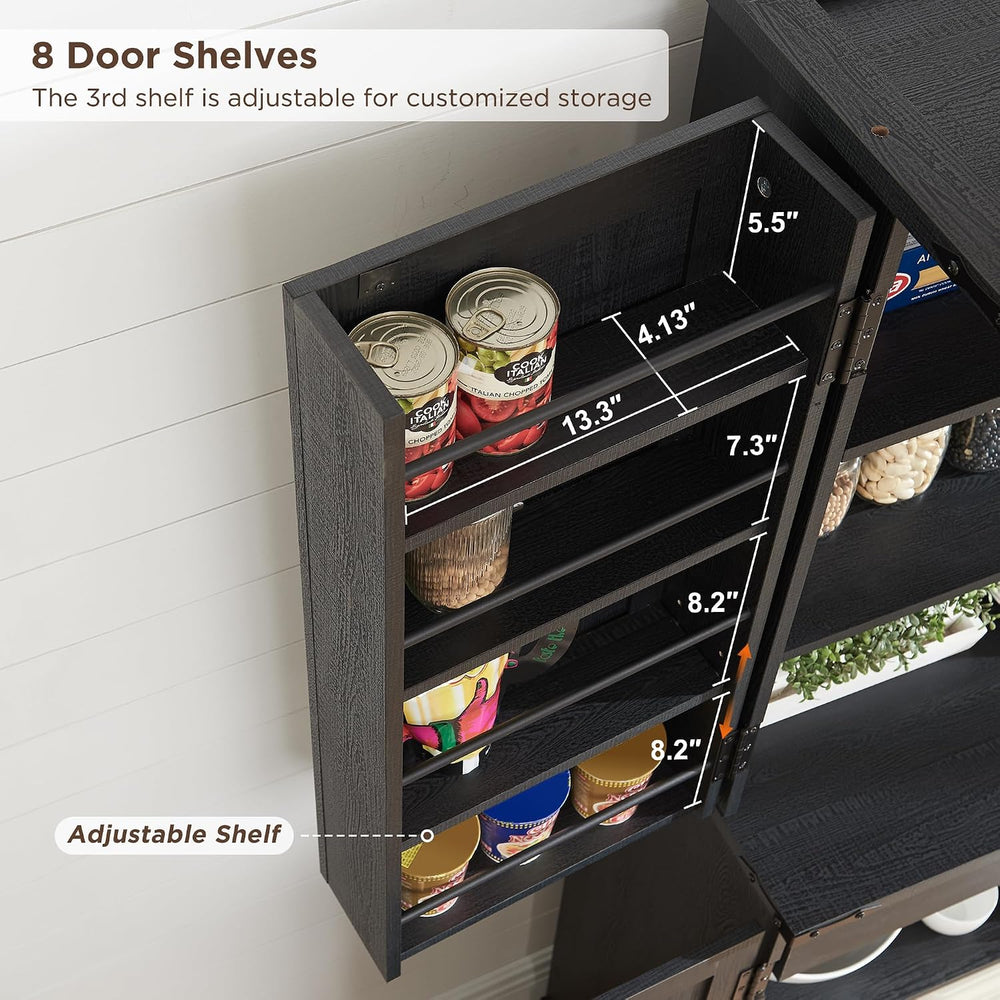 ACCOHOHO 72" Tall Wooden Pantry Storage Cabinet with Door Shelves & ...
