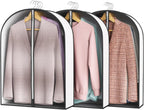 32” Garment Bags for Hanging Clothes 4” Gusseted - with Clear Window, Breathable Fabric, Metal Zipper, Suit Coat Fur Protector for Closet storage, clothes Season Off, Moving, 3 Pack