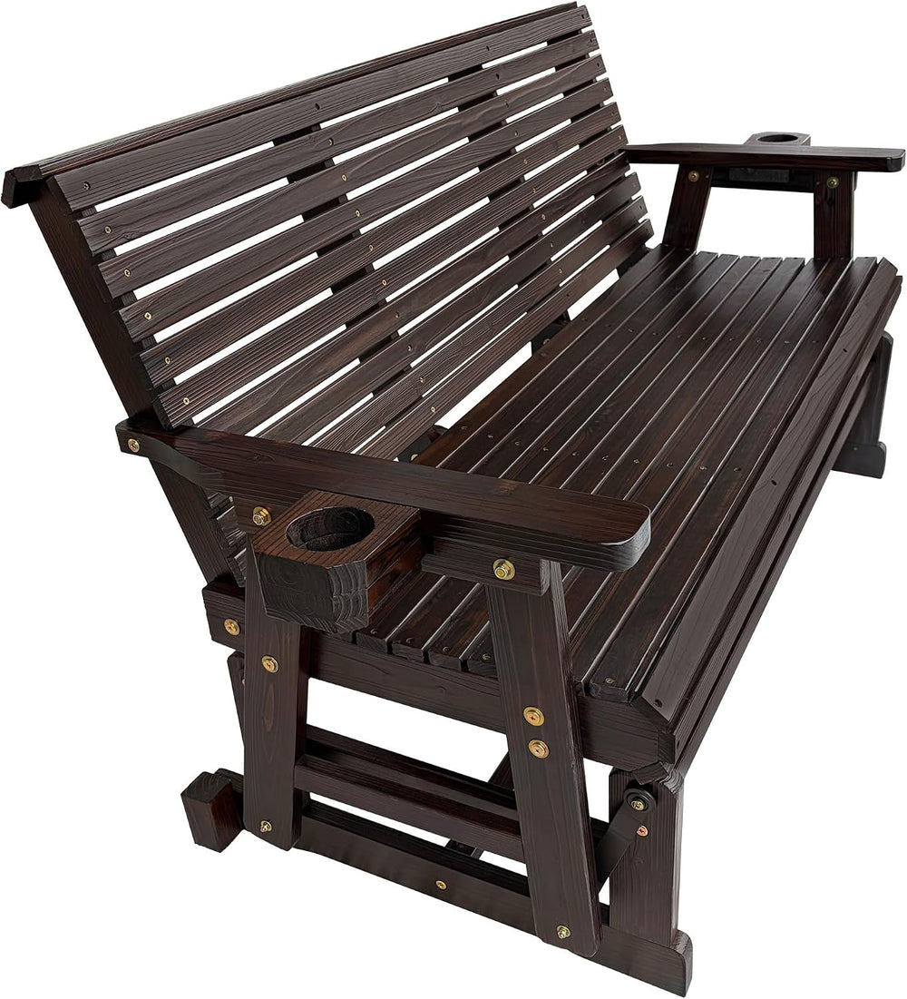 Fortune Candy Patio Glider with Cup Holders, Chocolate Tone, 3-Seater