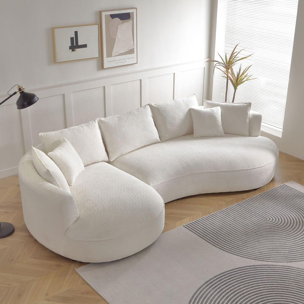 WILLIAMSPACE 124.8" Boucle Curved Sofa Couch, Modern Upholstery Cloud So...