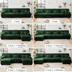 95 inch Modular Sectional Cloud Sofa Couch with Movable Ottoman for Living Room,Velvet Corner Loveseat Sofa with Armrests, Deep Seat Couch (Dark Green, 2 Seat + 1 Ottoman)