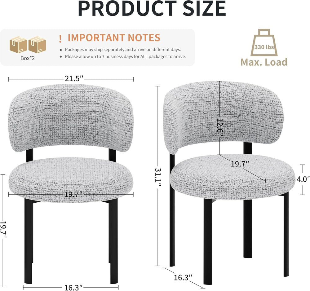 Dining Chairs Set of 4, Fabric Dining Chairs Metal Legs, Off-White | Breathab...