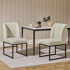 Yaheetech Upholstered Dining Chairs Set of 2 Modern Kitchen Chairs with Mid Back Padded Seat and Metal Legs for Dining Room, Living Room, Restaurant, Armless Design, Beige