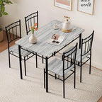 Vipbear Kitchen Dining Table Set for 4, 5-Piece Kitchen Table Set,Dining Room Table Sets,Rectangular Kitchen Table Set with 4 Chairs for Small Space, Dinette,Apartment,Rustic Grey