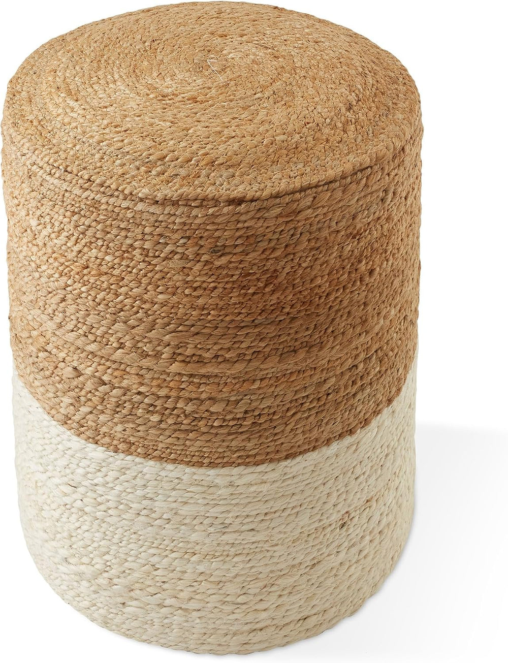 Casafield Hand-Braided Jute Pouf Ottoman Footrest, 14" W x 14" D x ...