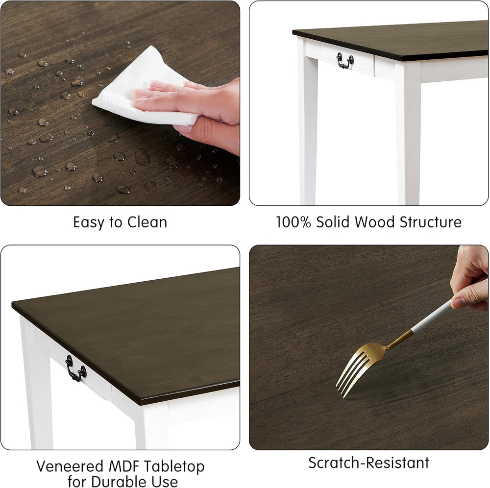 Hokway Dining Table for 4-6, 64 Inch Rectangular Solid Wood Kitchen Table, Mo...