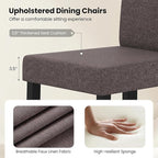 Giantex Upholstered Dining Chair Set of 2, Mid Century Modern Fabric Kitchen Chairs with Rubber Wood Legs, Thick Padded Seat, High Back, Side Armless Chairs for Living Dining Room (Brown)
