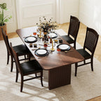 GOFLAME Wooden Dining Chairs Set of 2, Upholstered Kitchen Chairs with PU Leather Seat and Slatted Backrest, Armless Side Chairs with Rubber Wood Frame for Dining Room, Living Room, Restaurant