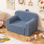 Costzon Kids Couch, Comfy Toddler Sofa Chair with Soft Fleece Fabric Cover, Kids Furniture for Playroom, Children Reading Armchair for Boys & Girls Aged 3+ Birthday (Medial,Blue)