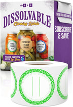 Canning Labels Dissolvable Stickers for Mason Jars and More (2" Round 200/roll) Canning Supplies Washes Off in Seconds Like Magic - Jar Labels Homemade Jam, Jelly, and More (Lime)