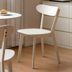 Oak Dining Chairs, Kitchen Chairs, 100% Solid Wood Modern Dinner Chair with Curved Backrest, Dining Room Chair for Kitchen, Living Room, Study(2PK, Cream White)