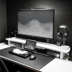 Raico Desk Cockpit Shelf Monitor Stand System Dual Screen Setup Wood Large Desk Accessory Organizer Unit (Matte White, Full Length v2 | 45.7 Inches)