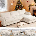 109'' Modular Sectional Sofa, L Shaped Couch with Storage Ottoman, Comfy Cloud Sofa with Deep Seat, 4 Seat Convertible Sectional Couches for Living Room (Beige, Low Legs 1.97")