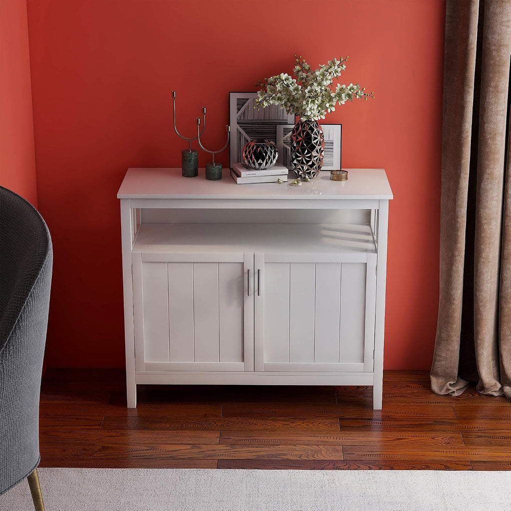 Modern Kitchen Pantry, Storage Sideboard Buffet Server Cabinet with 2 Doors, White, Easy to Maintain, for Dining Room