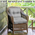 Geetery Outdoor Chair Cushions Set of 4 for Patio Lawn Furniture Wicker Rocking Dining Chairs 42x21x4 Inch High Back Seat Pads Replacement with Ties Weather-resistant Fade-resistant Indoor(Light Grey)